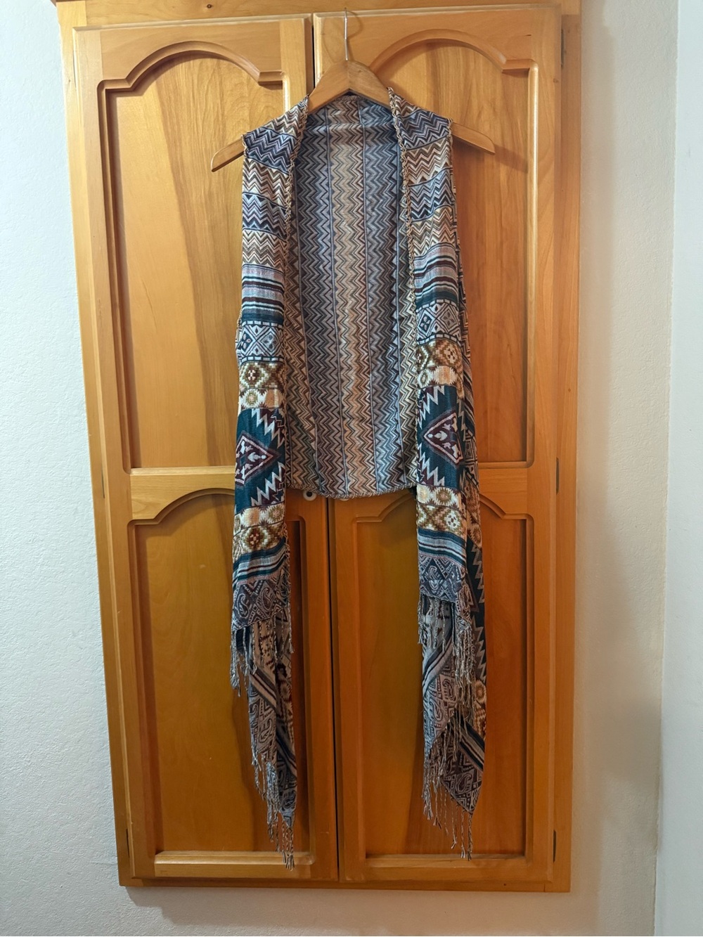 Geometric Aztec Fringe Vest